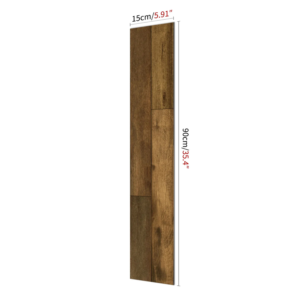 Vertical rectangular wood grain self-adhesive decal measuring 15cm (5.91 inches) tall