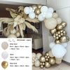 A kit of white and beige latex balloons forming an arch garland for weddings and parties.