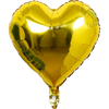 A golden heart-shaped foil balloon with a star design.