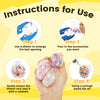 Instructions for using a DIY stress ball making kit showing four steps involving a dilator and filling beads.