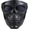 Masque de cosplay crâne noir coupe-vent avec détails faciaux et évents.