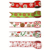 Red and white candy cane pattern burlap ribbon with wired edges for Christmas crafting