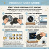 A product user guide showing steps to prepare discs, load music, assign tracks, and play music on a player.