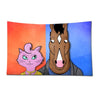 A banner featuring BoJack Horseman and a cat character against an orange and blue background.