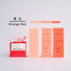 Orange red candle dye colorants in a clear container and three rectangular tubes labeled Light a candle to save time