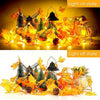 An autumn leaf garland with LED lights is displayed, showing both the light on and light off states for fall decoration.