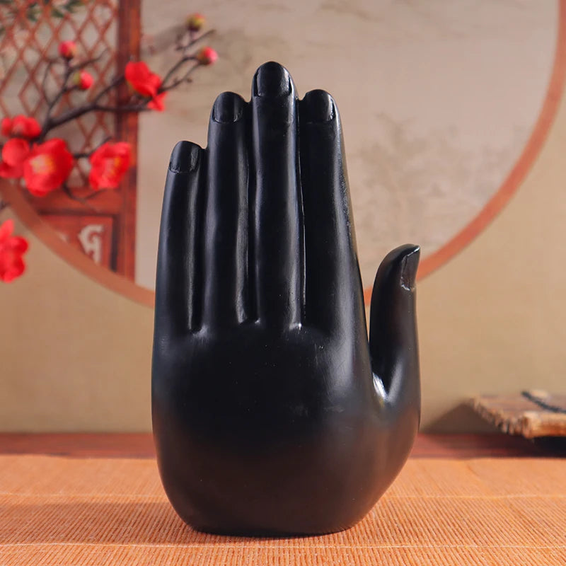 Palm-Sized Buddha Hand Sculpture with Gold Headpiece