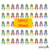 A set of 50 mini Maria religious desktop figurine ornaments in various colors.