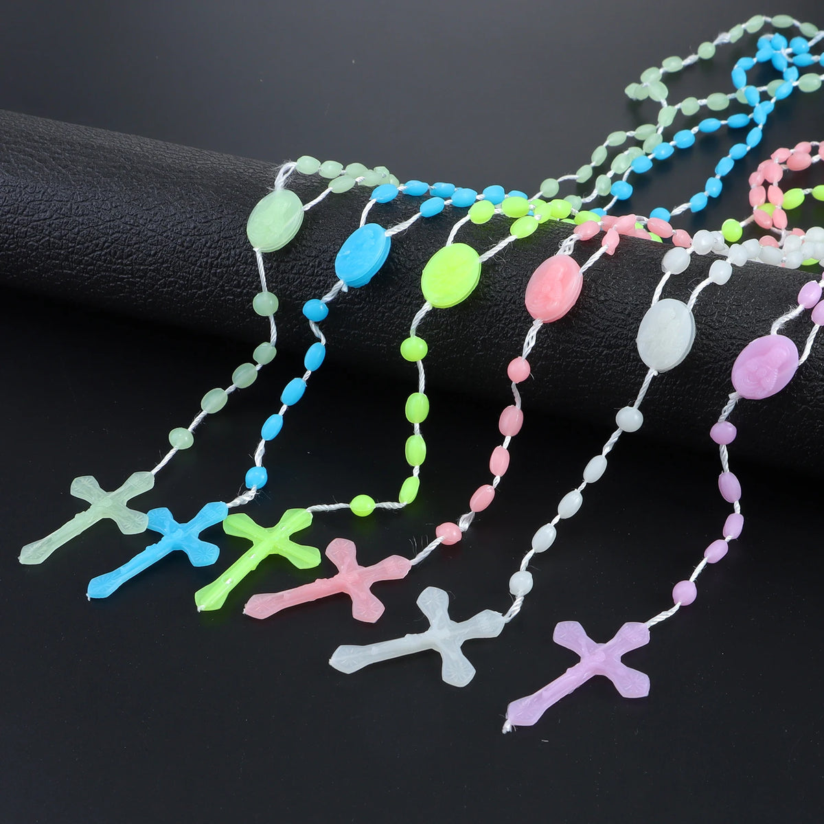 Assorted Plastic Rosary Necklaces (Set of 12)