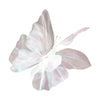 A delicate, translucent lavender and white mesh butterfly used as wall decor.