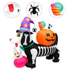 Halloween inflatable skeleton dog with a pumpkin face and LED lights