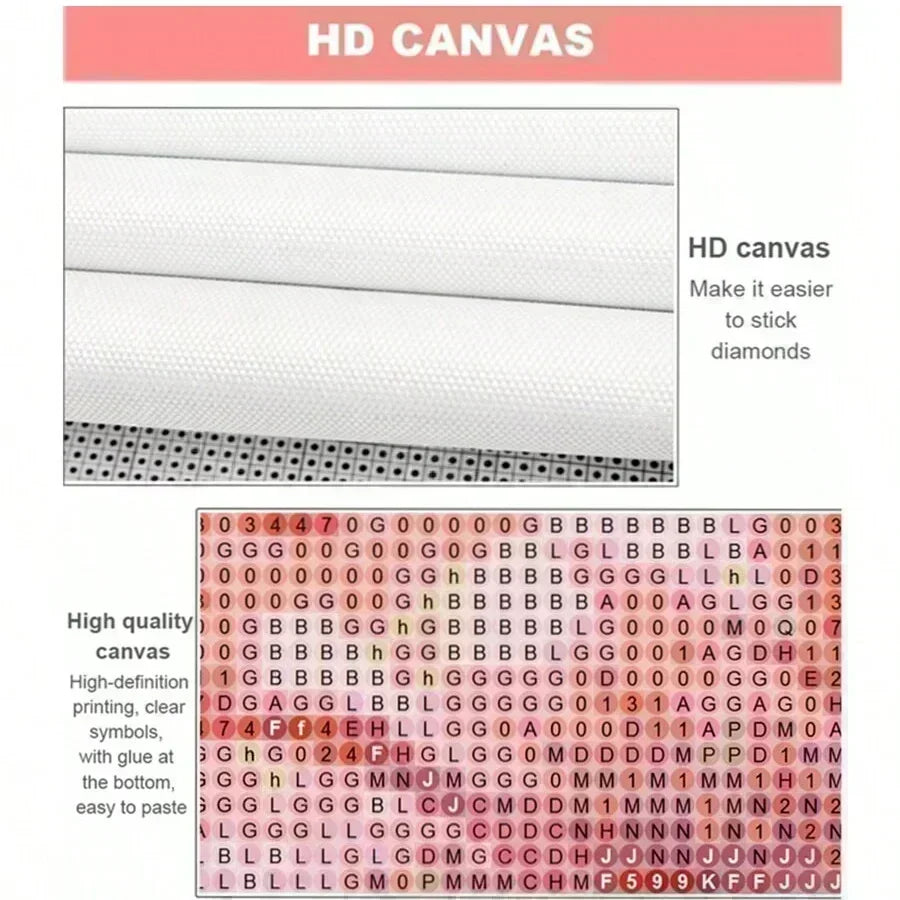 HD canvas for diamond painting featuring various colored beads and symbols