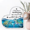 Acrylic tabletop decor featuring a blue sea turtle swimming underwater with green and yellow markings.