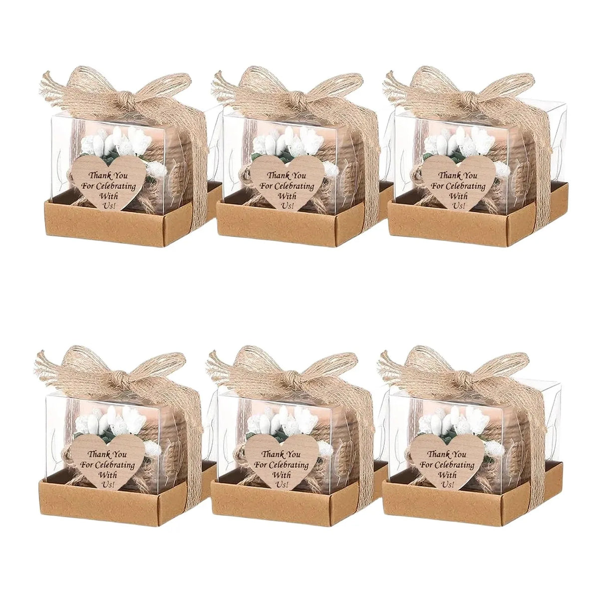 Wooden Tealight Candle Holders with Heart-Shaped Tags — Wedding & Baby Shower Favors