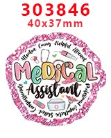 Pink glitter acrylic charms for medical assistant themed DIY hairbows and crafts