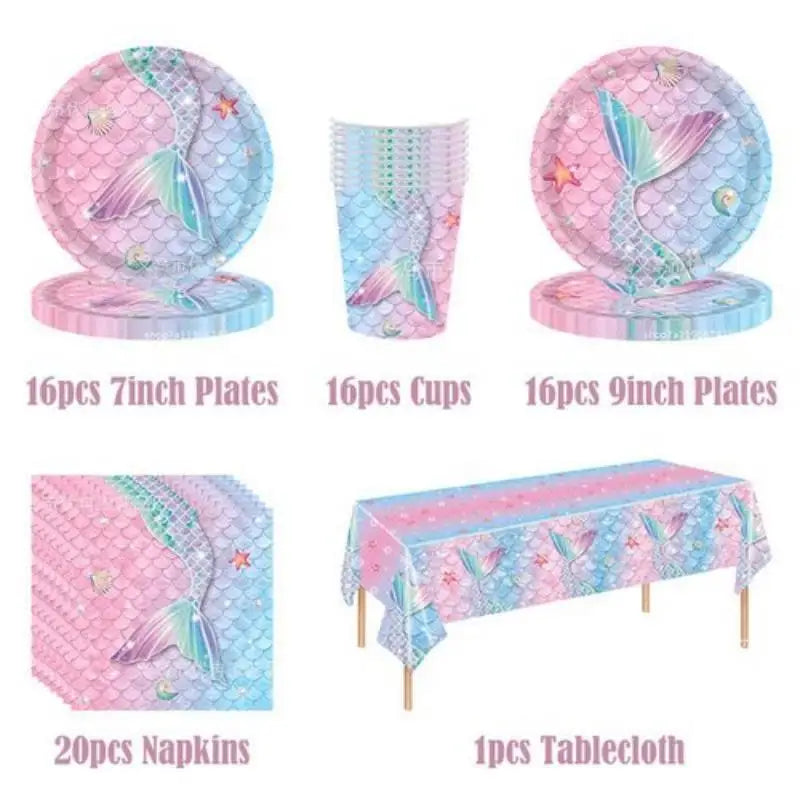 Purple Mermaid Birthday Party Supplies Kit for Girls