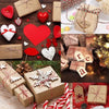Assortment of red and white cotton twine used for gift wrapping and crafting projects