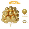 A bunch of 36 gold metallic pearl balloons with confetti accents and a gold ring.
