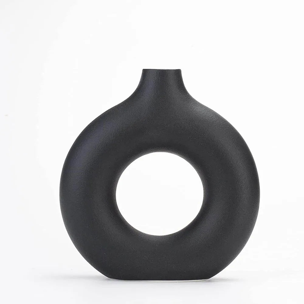 Handmade Ceramic Donut Vase – Minimalist Boho Home Decor