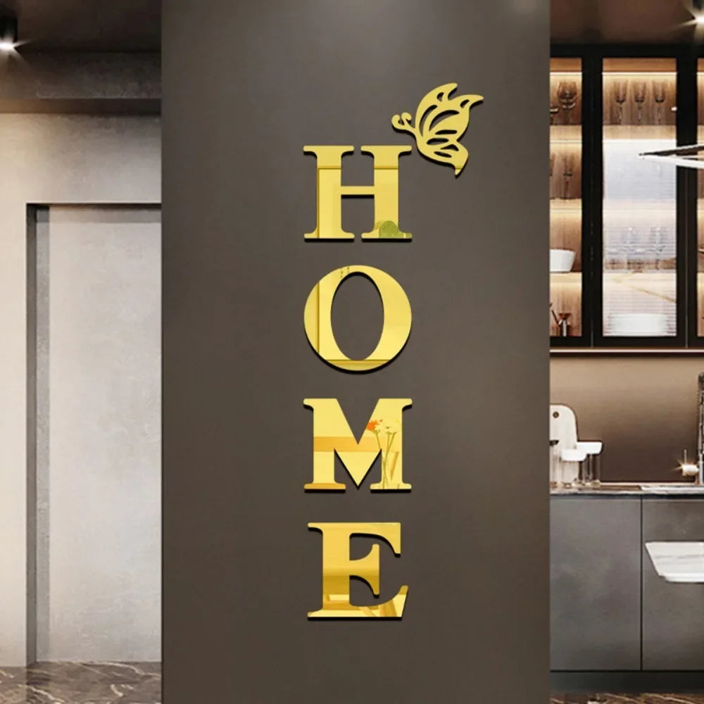 Acrylic Mirror Wall Stickers with Butterfly Design