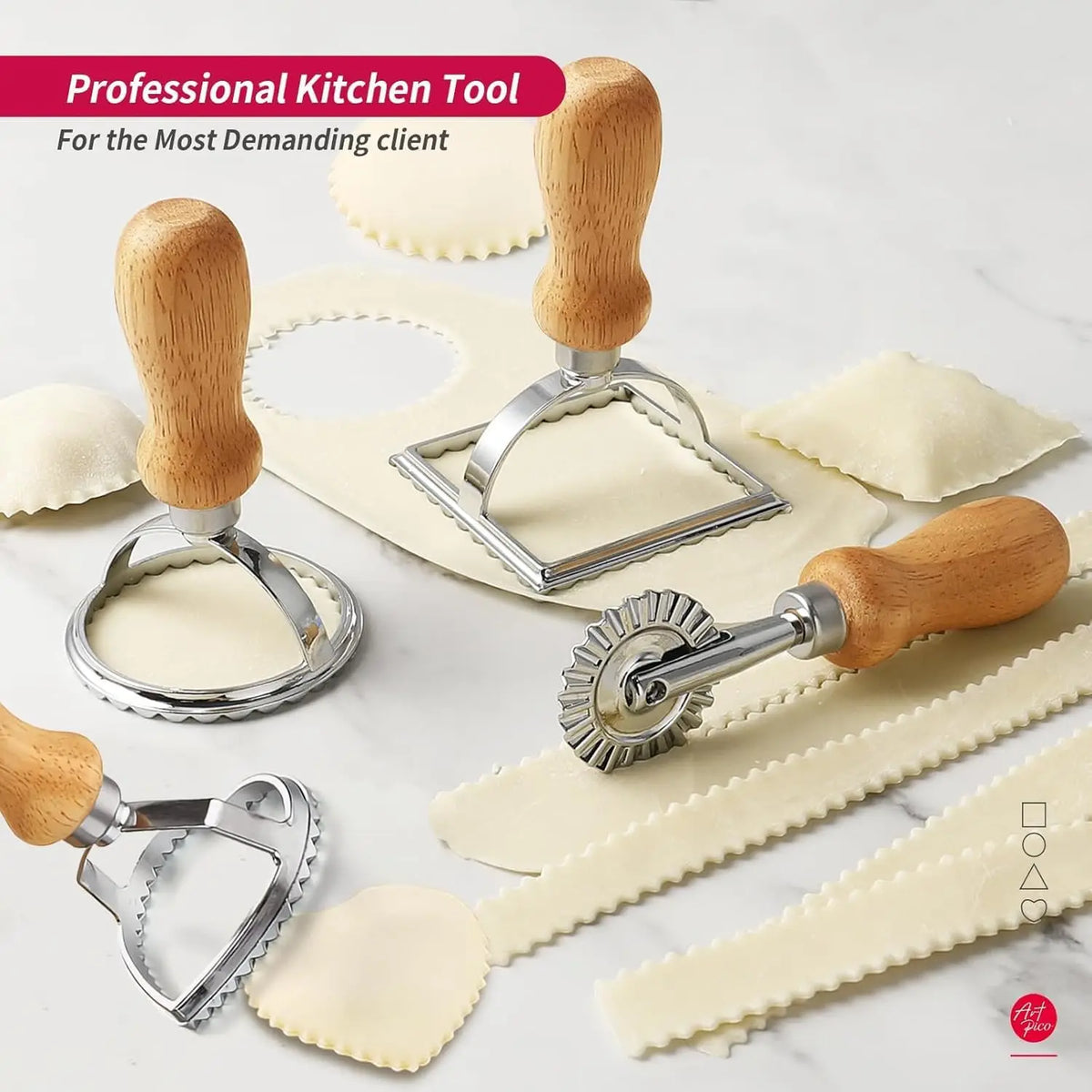 Ravioli Stamp and Cutter Set with Wooden Handle