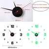 A black stereoscopic digital wall clock showing the time, with dimensions provided.