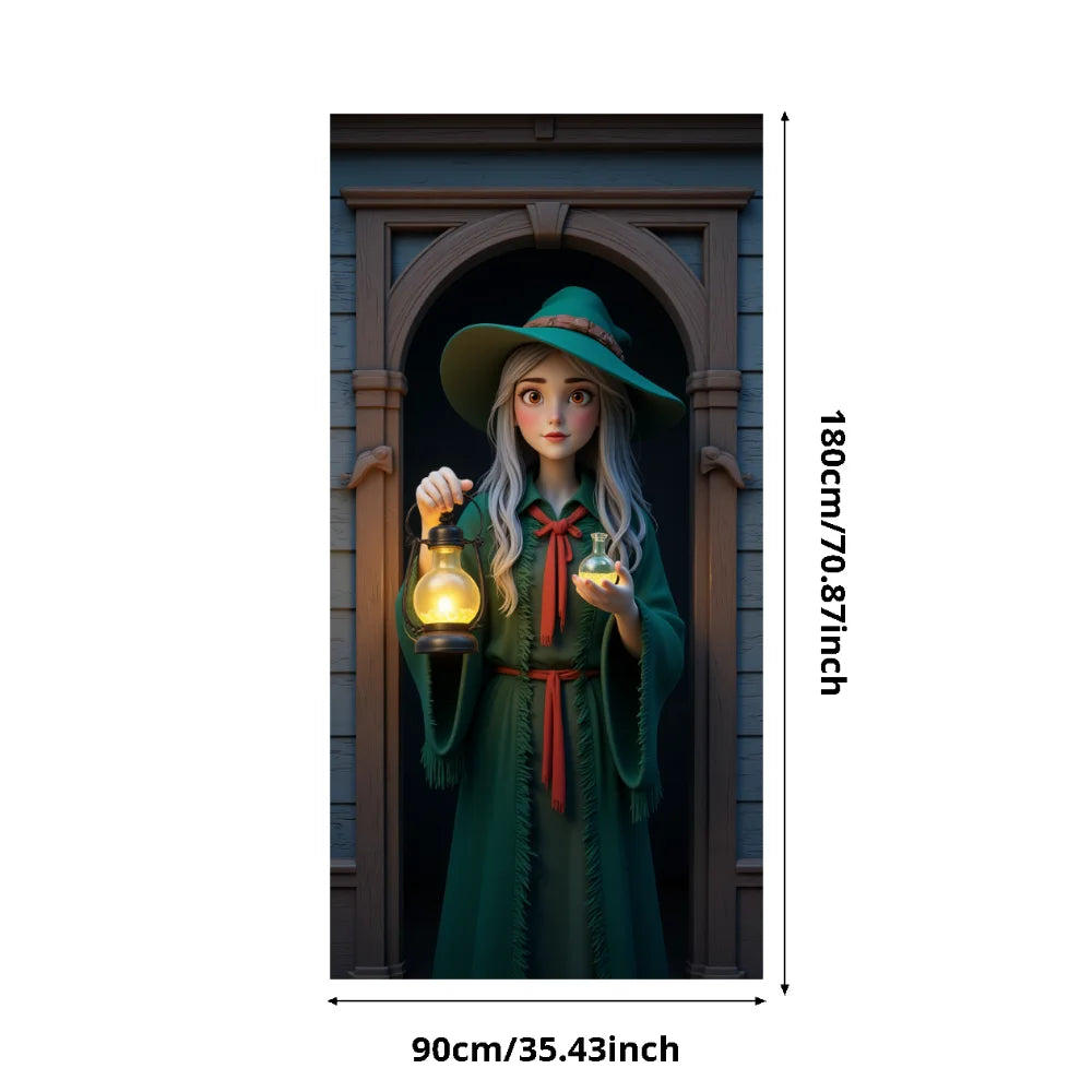 Large Halloween Witch Door Banner with Classic Spooky Design