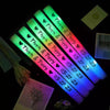 A bundle of RGB glow foam sticks with Thorn & Poppy text in green, pink, and blue lights.