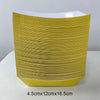 A stack of yellow disposable paper food trays with dimensions 4.5cm x 12cm x 16.5cm.