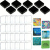 A set of clear acrylic fridge magnets with strong adhesive backing and a variety of colorful designs.
