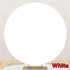 A round white photo backdrop with a wooden stand.