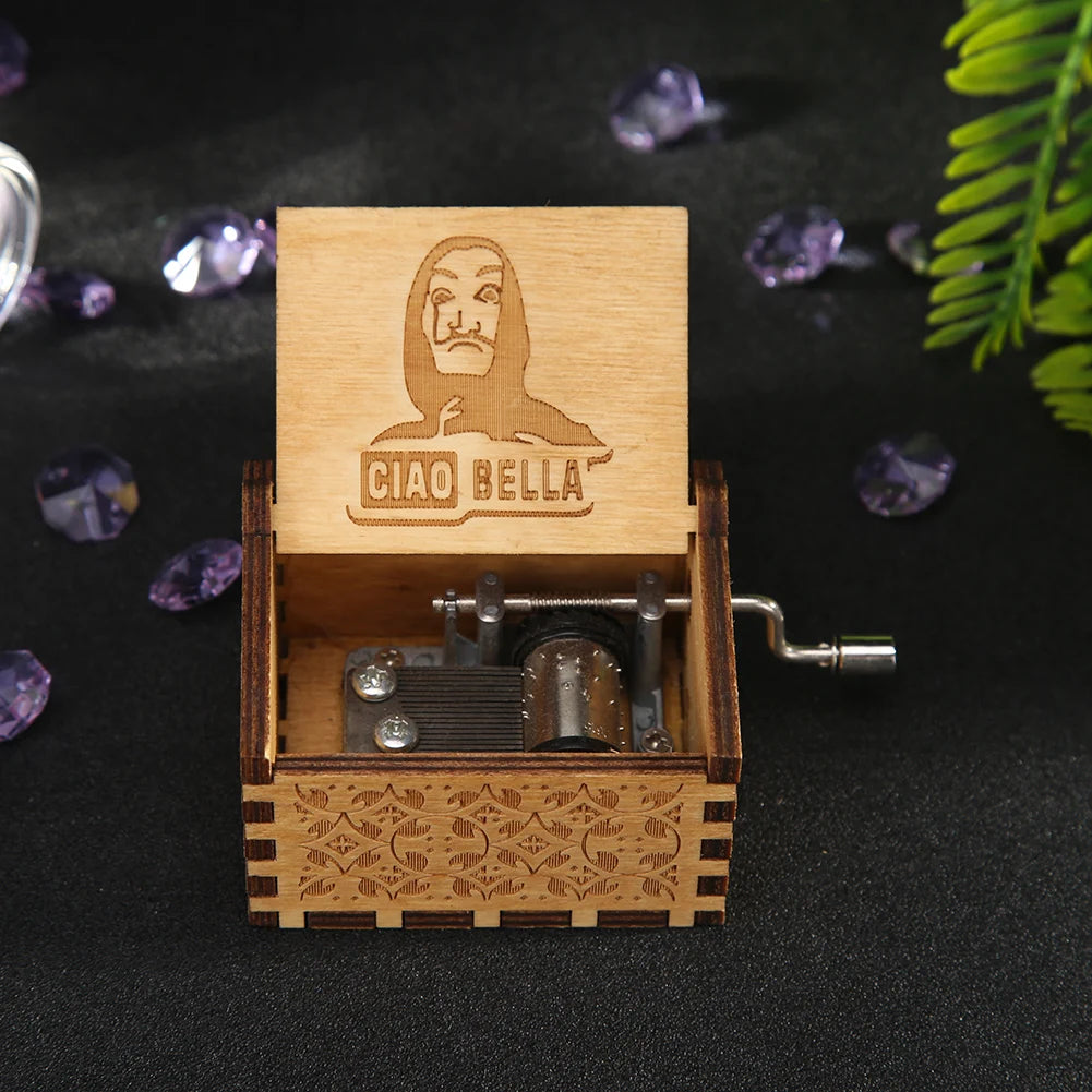 Retro Hand-Cranked Wooden Music Box