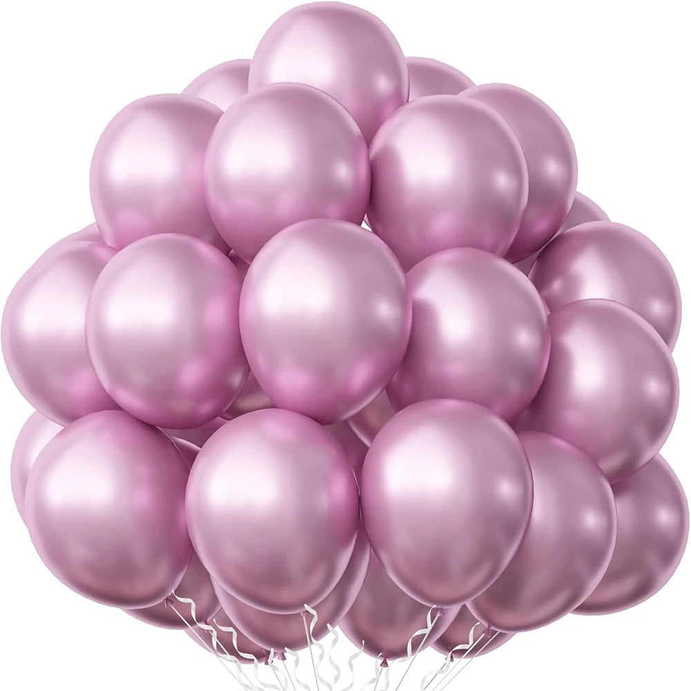 A cluster of metallic gold balloons used for party decorations.