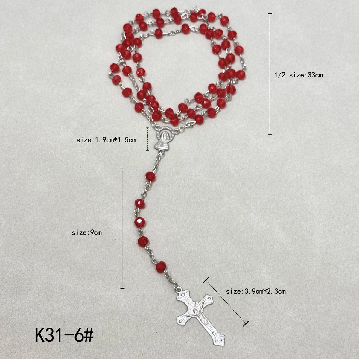 Faceted Crystal Rosary Necklace with Crucifix Pendant