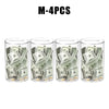 Four transparent acrylic money saving jars filled with US dollar bills