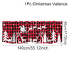 Festive Christmas valance featuring a red and black plaid pattern with white reindeer and evergreen trees.