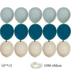 A set of 30 vintage blue latex balloons and a roll of 10M ribbon for parties