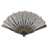Elegant lace folding hand fan with gray and black detailing for weddings and dance