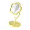 A yellow sunflower heart dressing makeup mirror with a scalloped frame and stand.