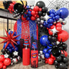 Kit d'arche de ballons noir et rouge avec motif toile d'araignée.