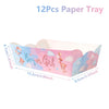 A pink and blue paper tray designed for a gender reveal party or baby shower.
