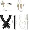 1920s Gatsby Flapper Accessory Set with Headband, Gloves, Pearl Necklace & Cigarette Holder