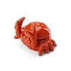 An orange ceramic crab ashtray with a lid.