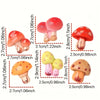 A set of nine colorful, decorative mushroom fridge magnets in various sizes and shades.