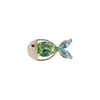 Vintage marine life brooch pin set featuring a green fish and blue fins.