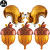 Five gold foil animal ears and three golden pumpkin decorations for birthday party theme