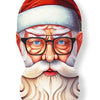 A portrait of an elderly man with a white beard wearing a red Santa hat.