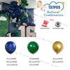 A kit for a balloon combination featuring various sized latex balloons and a chain.