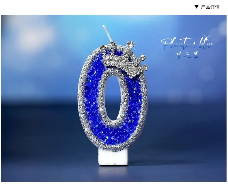 Blue Crown Number Birthday Candle