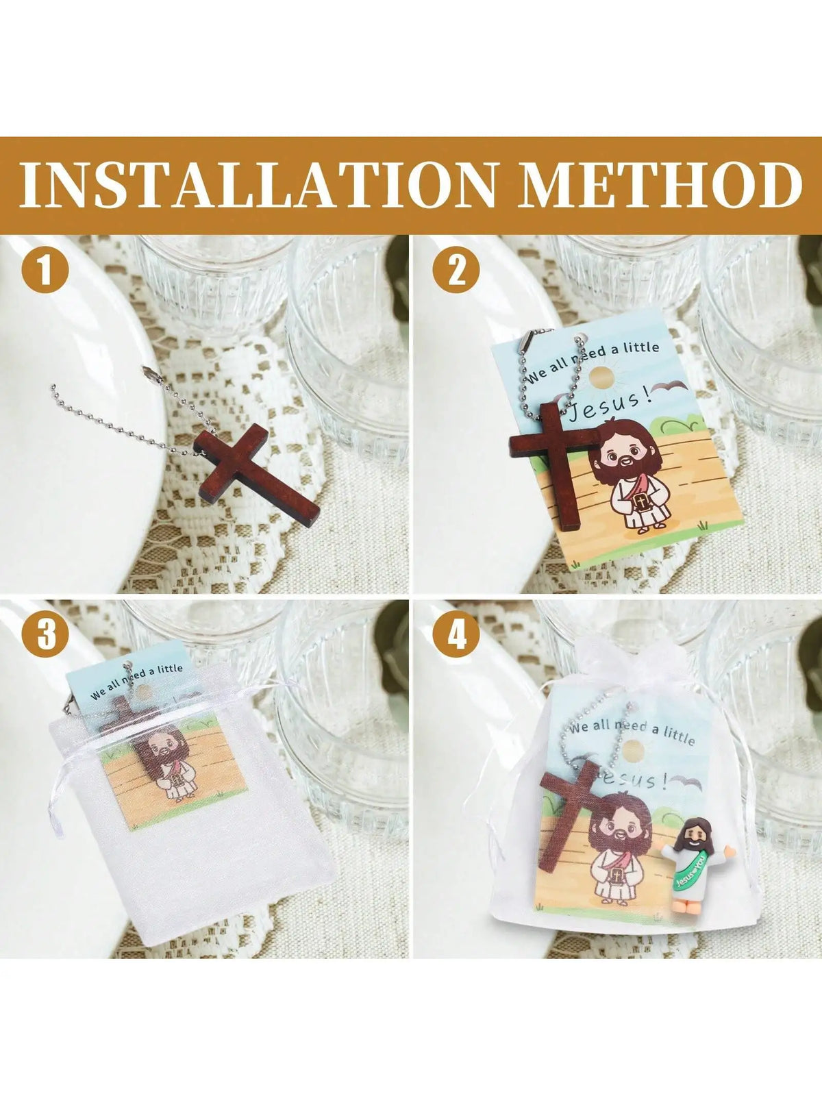 Mini Jesus Doll Set with Crucifix Pendant – Bulk Pack for Events